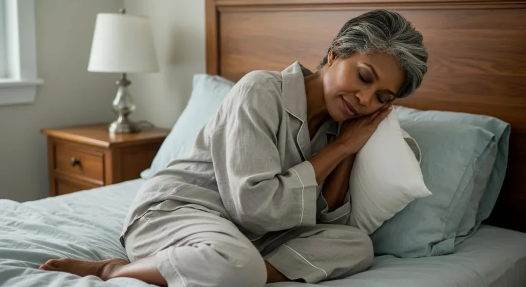 Femme dormant paisiblement en position confortable