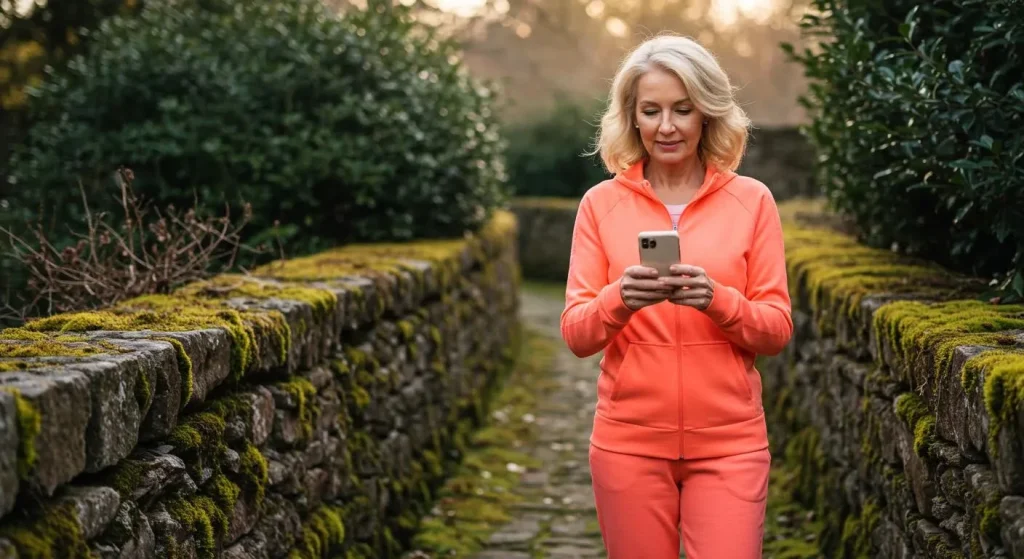 Femme de 50 ans marchant contre l'arthrose