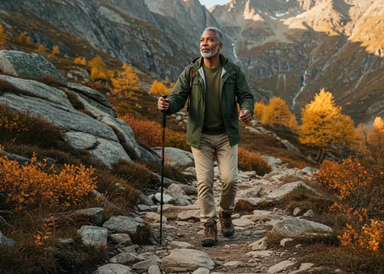 Guide de randonnée en Corse sur un sentier montagneux