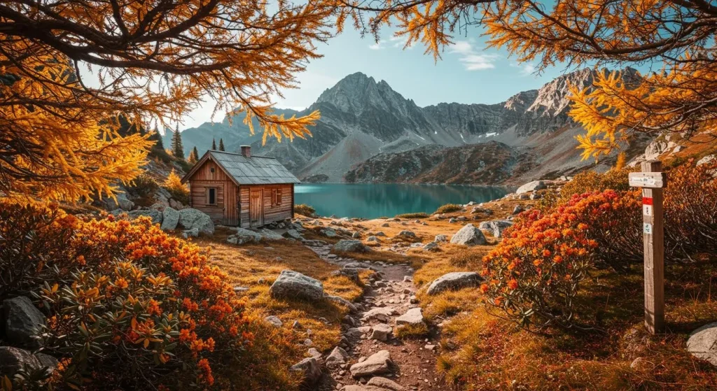 Refuge alpin dans la Vanoise entouré de rhododendrons