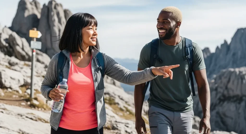 Couple marchant sur un sentier des Pyrénées