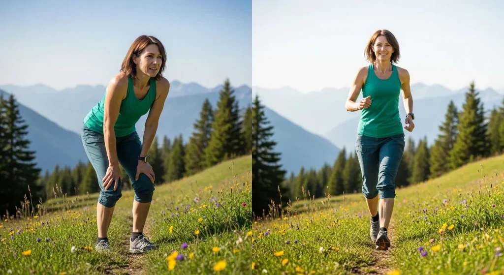Femme avant et après renforcement des jambes