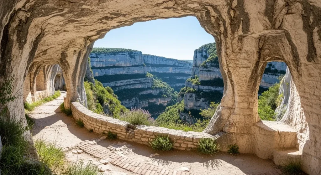Sentier monastique dans les gorges dolomitiques de l'Hérault