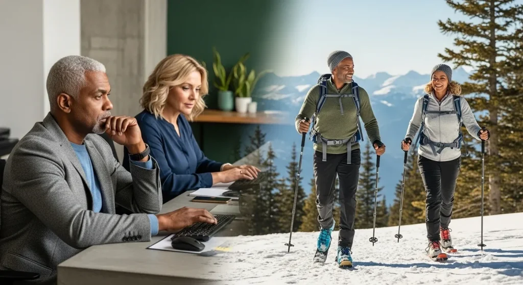 Transformation de collaborateurs du bureau à la montagne