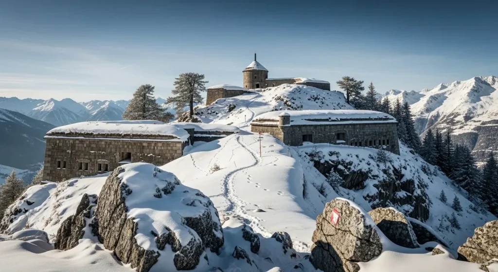 Panorama hivernal du fort Vauban à Briançon