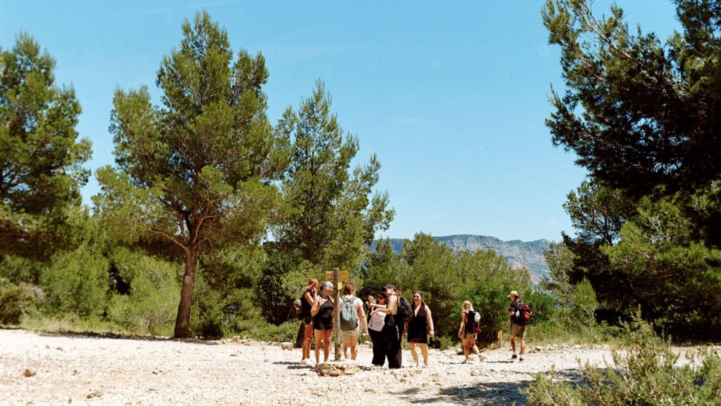 Groupe de randonneuses sur un sentier en pleine nature