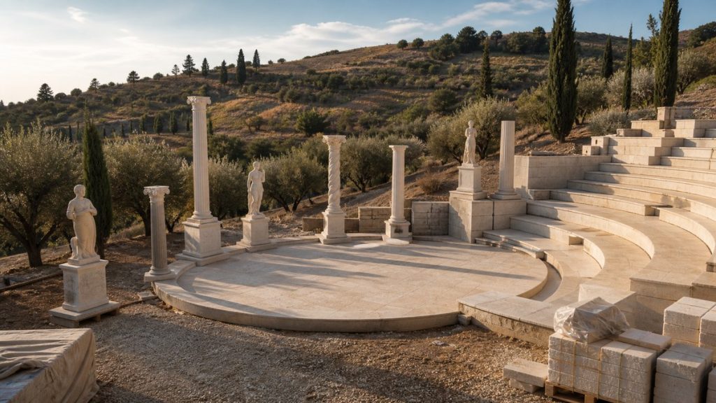 Illustration d’un faux site archéologique construit récemment sur une colline italienne
