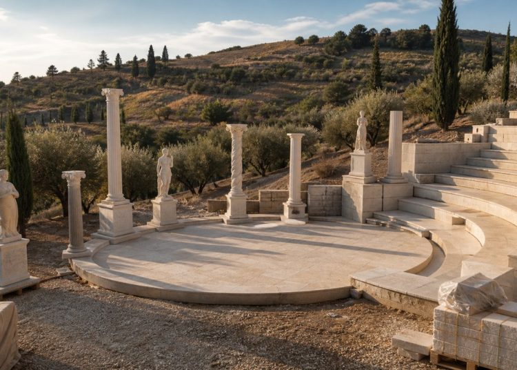Illustration d’un faux site archéologique construit récemment sur une colline italienne