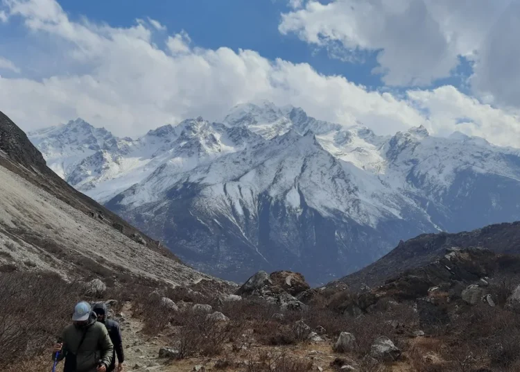 Des randonneurs dans la vallée de Langtang au Népal